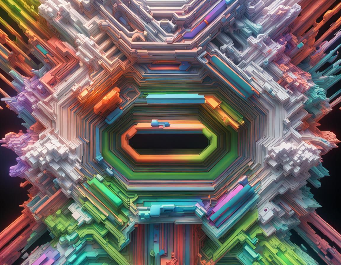 Abstract Art in Complementary Colors with 3D Shading