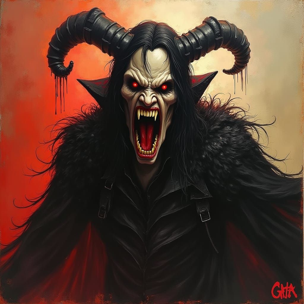 Grimdark Vampire Portrait in Horror Art Style