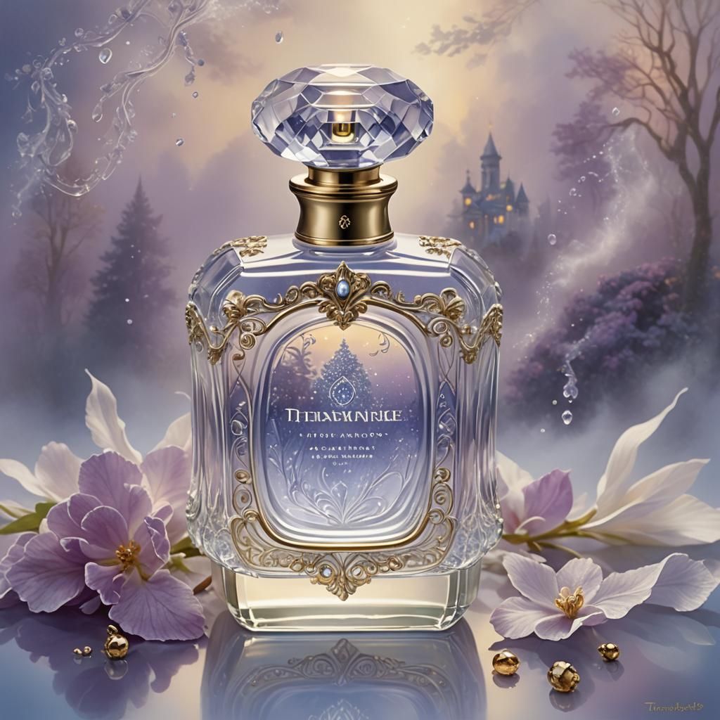 Ethereal Perfume Bottle Design in Dreamy Mist