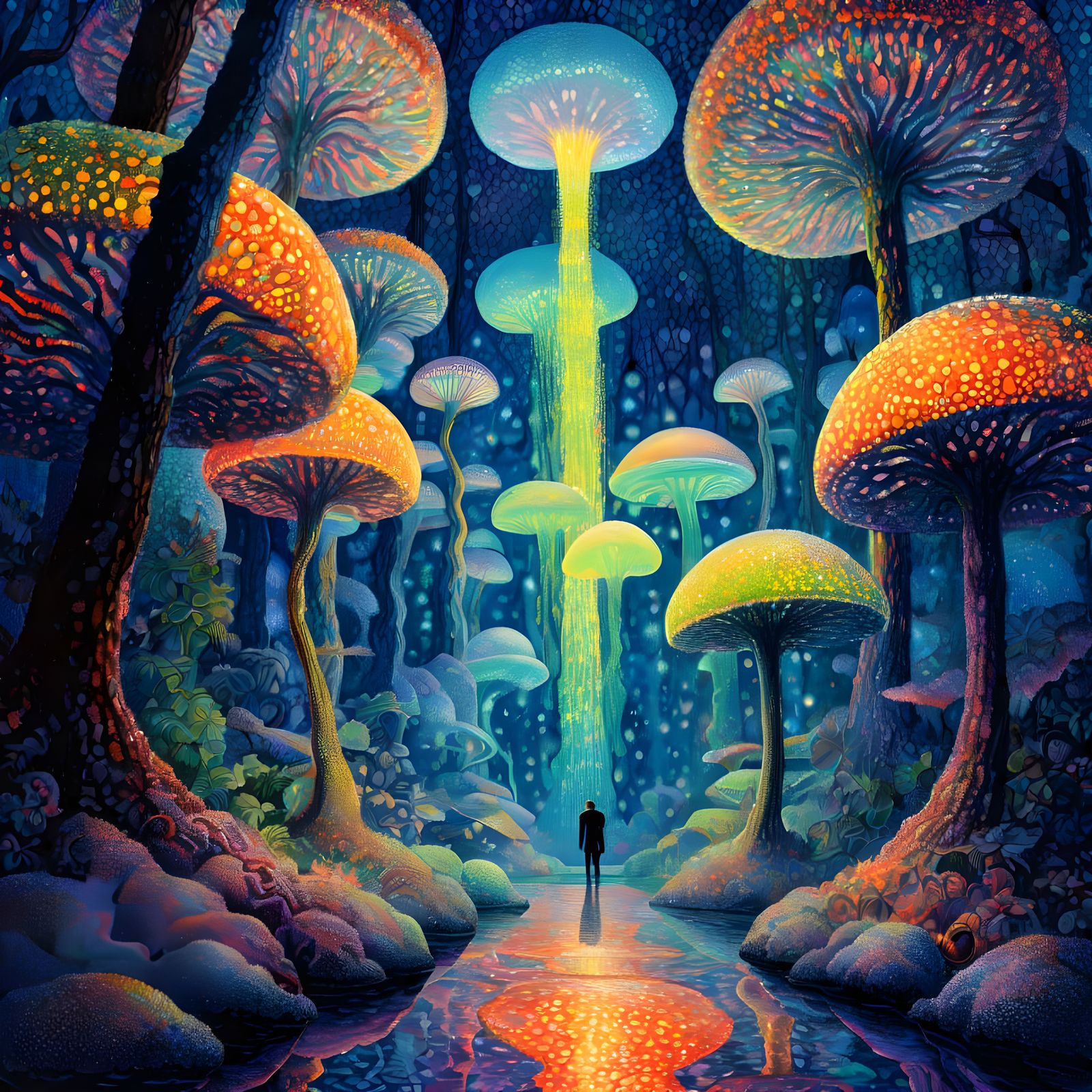 Ethereal Alien Encounters in Bioluminescent Forests