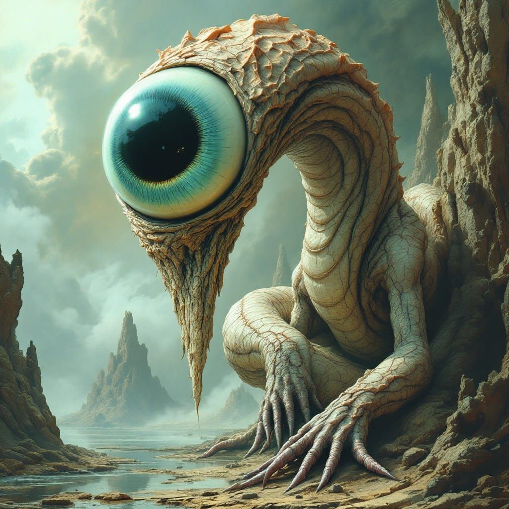 Surreal Sci-Fi Alien in a Dreamlike Scene