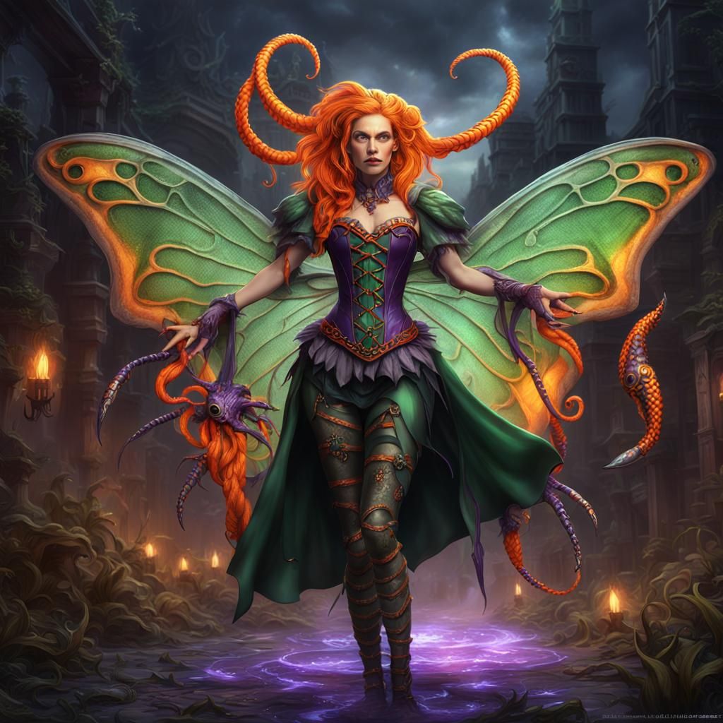Angel Witch with Tentacles, Digital Art