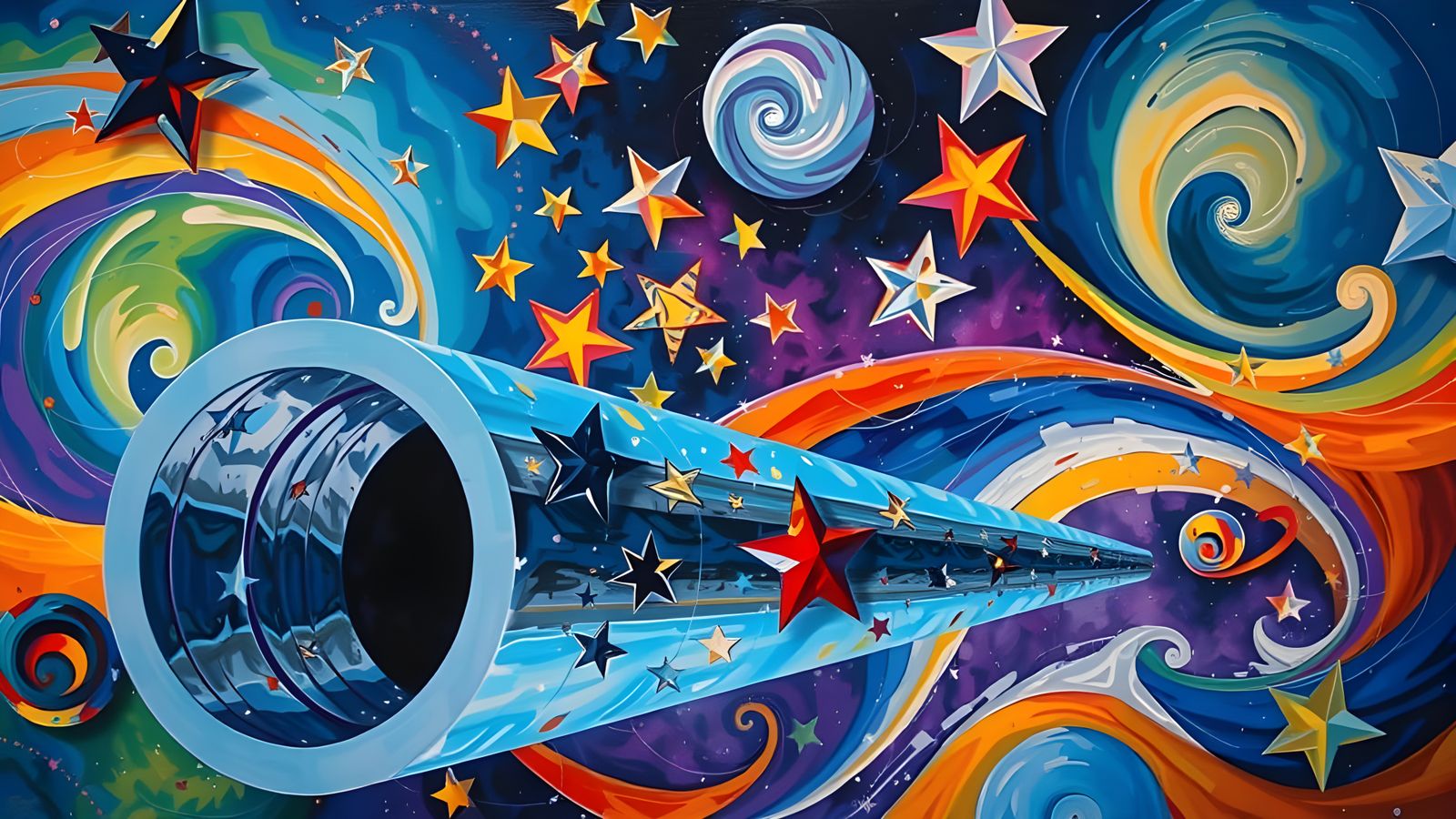 Sleek Metallic Mirror Cylinders Dance in a Cosmic Vortex