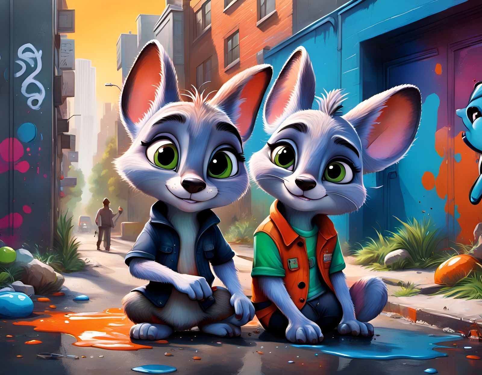 Zootopia Holiday in Graffiti Street Art Style