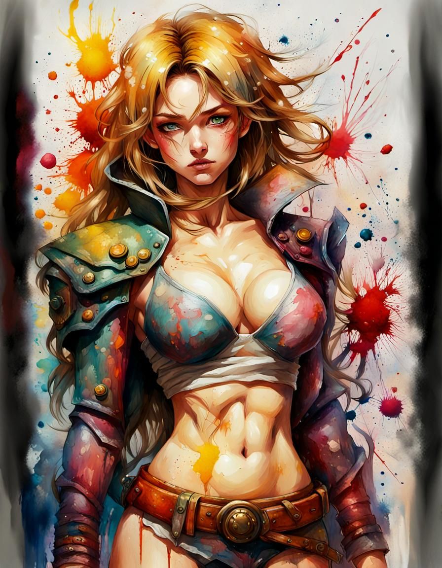 Human Angel Hybrid in Digital Watercolor Illustration