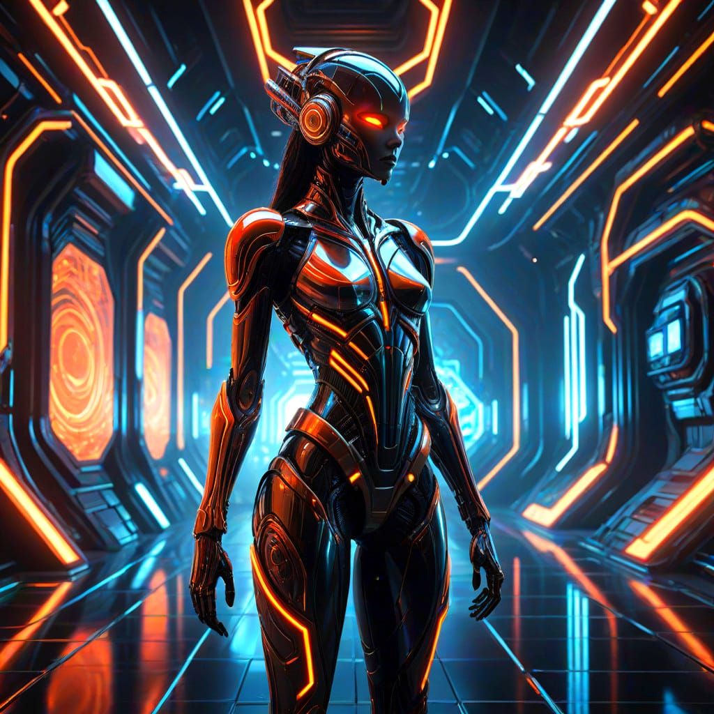 Surreal Goddess Embodies Futuristic Restlessness in Cyberpun...
