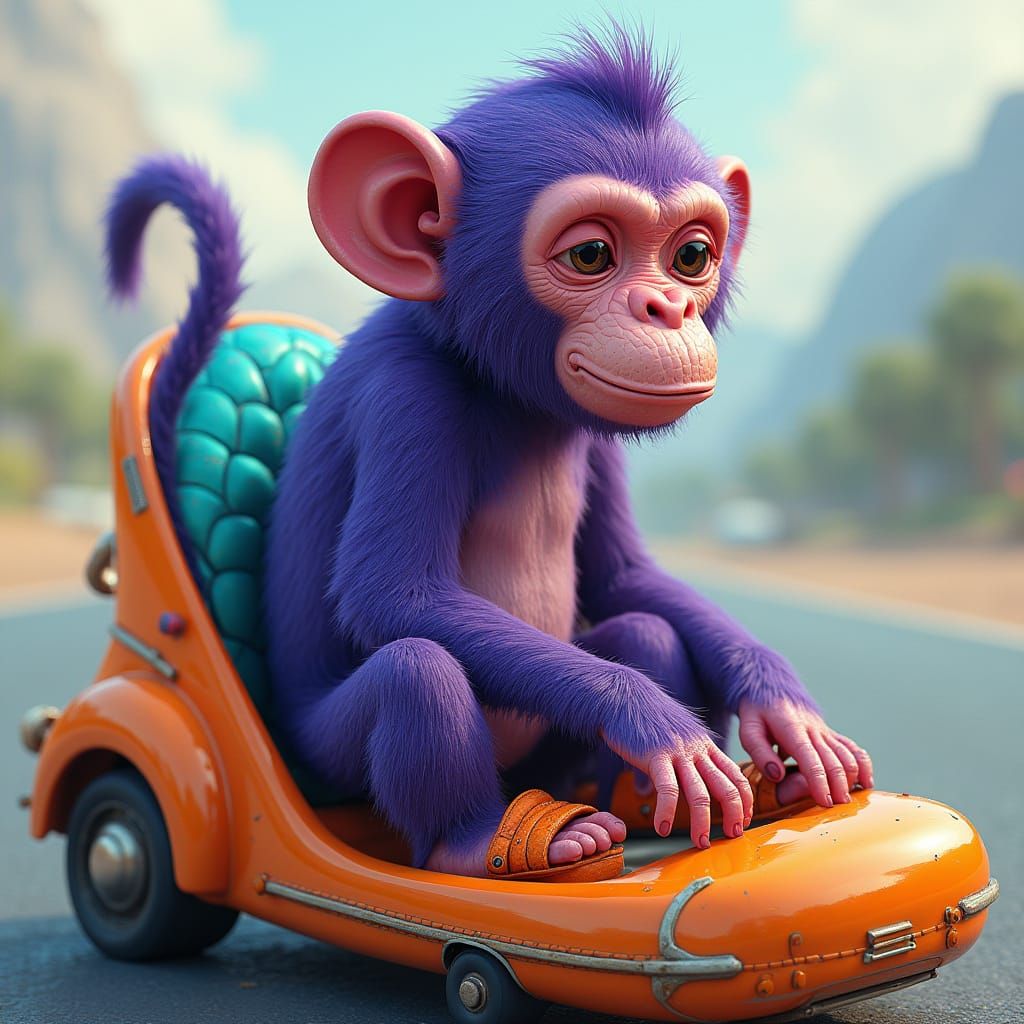 Futuristic Purple Monkey Cruises in Bugati