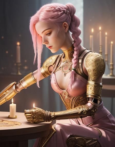 Futuristic Woman with Prosthetic Arm Illustration