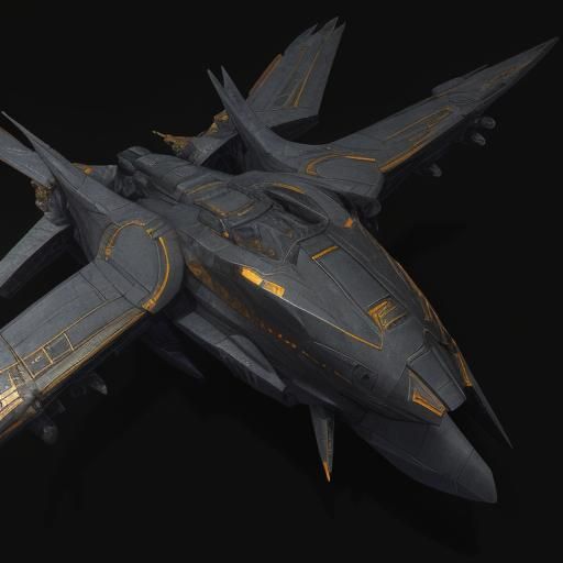 Scorpion Spaceship in Orange Chrome: Detailed Matte Painting