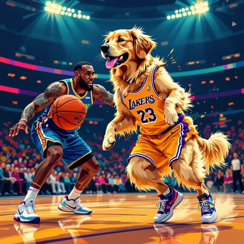 Golden Retriever Plays Basketball With LeBron James