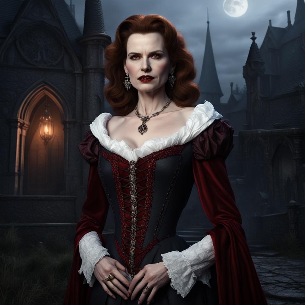 Geena Davis as Vampire Odette in Dracula Costume