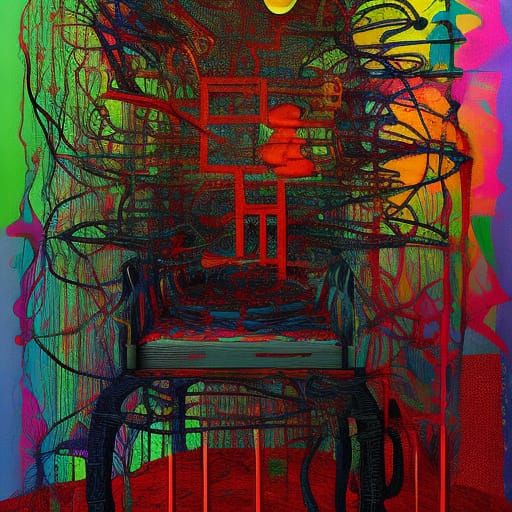 Eerie Chair: Hyperdetailed Sci-Fi Horror Digital Art