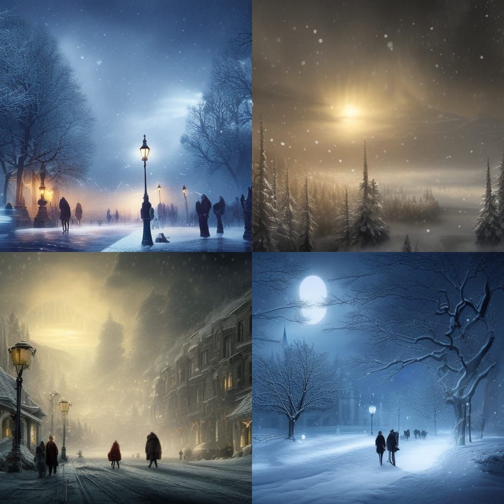 Dramatic Winter Night Digital Matte Painting