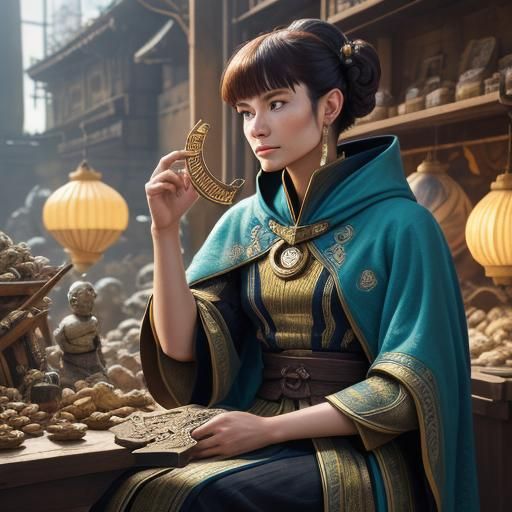 Serene Vulcan Merchant in Alien Marketplace