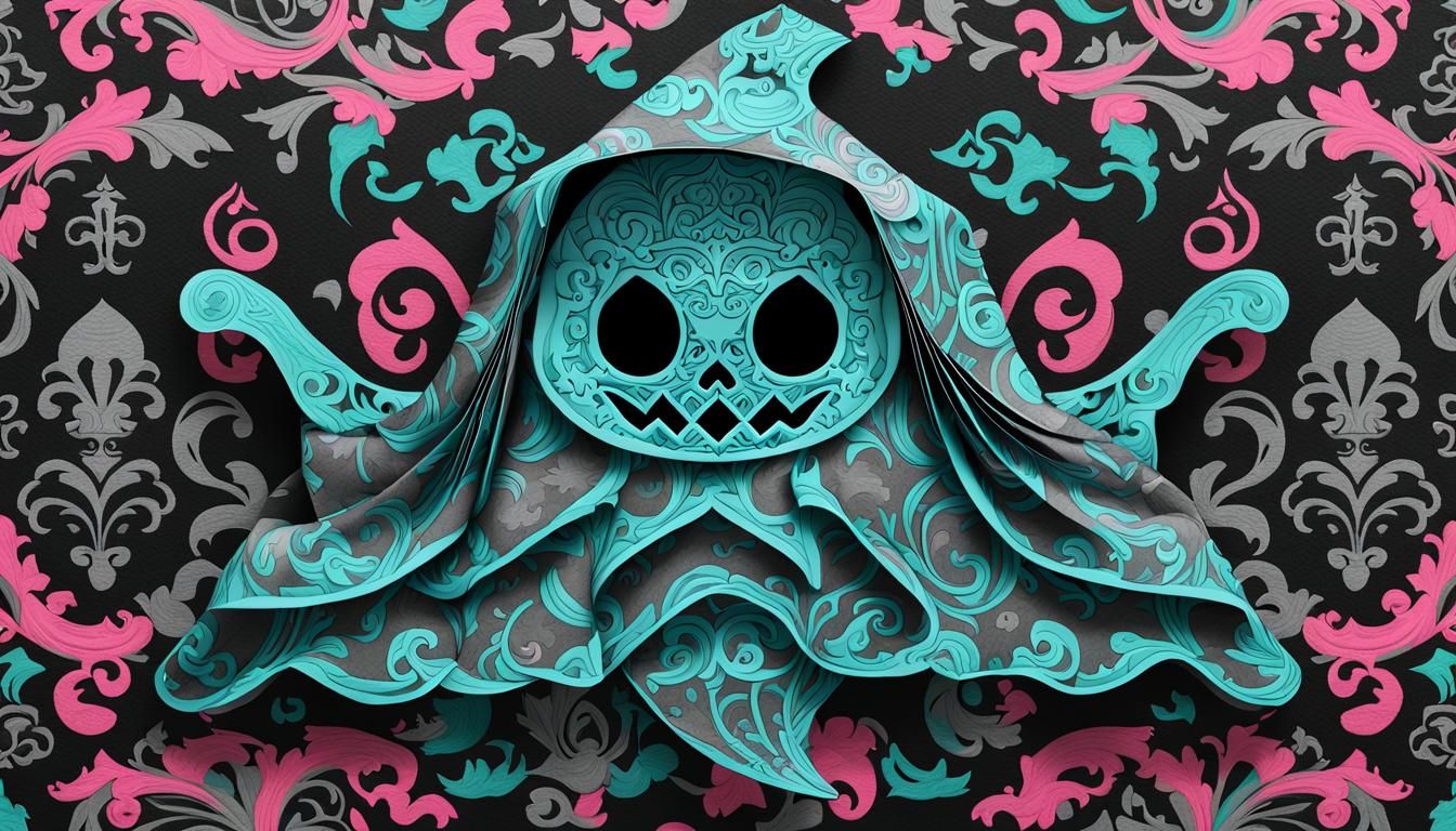 Ghost with Baroque Ornaments in Dark Tones