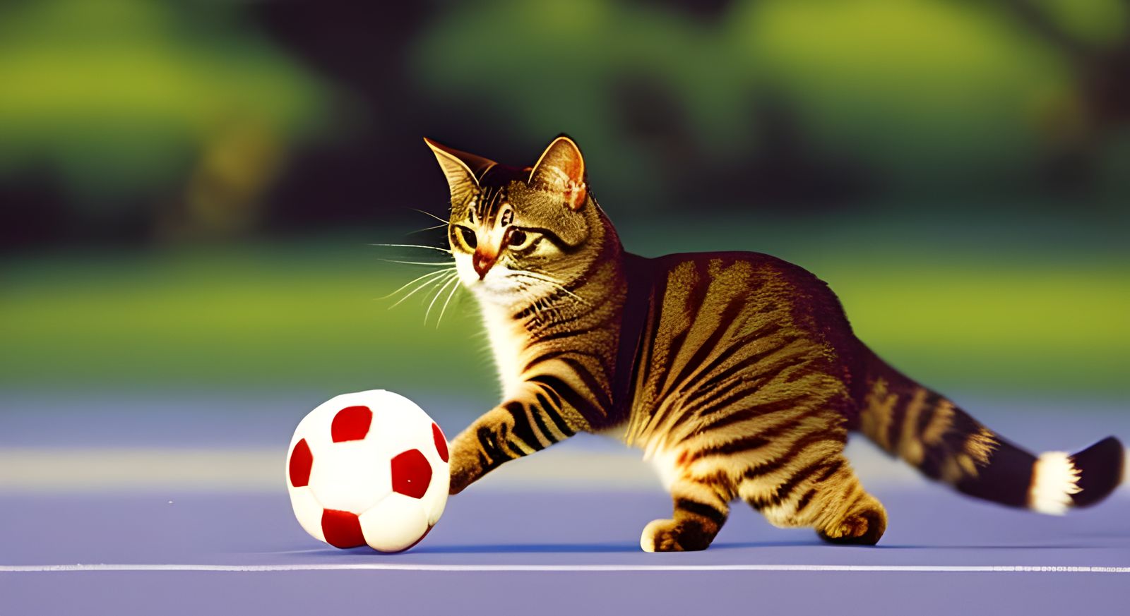 Cat Playing Soccer: Action Painting