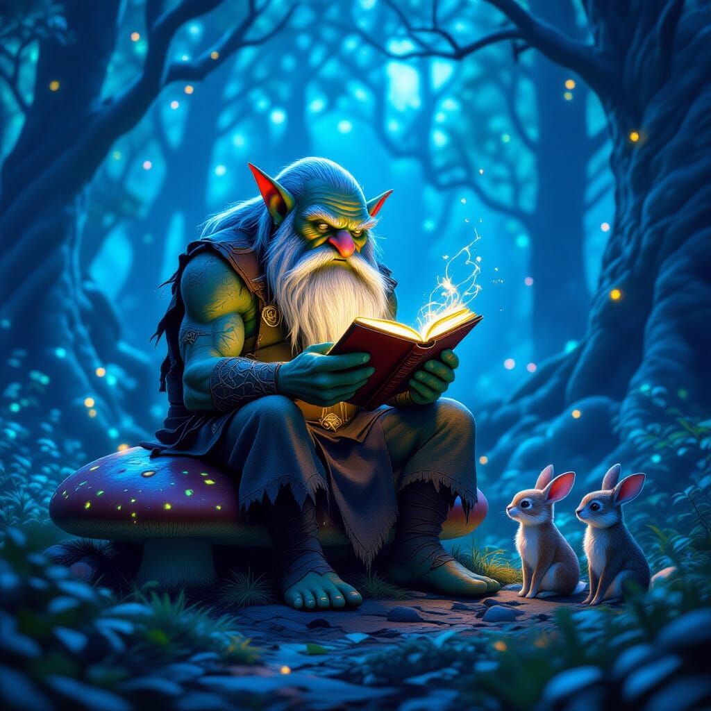 Enchanting Troll Bedtime Story in Bioluminescent Forest