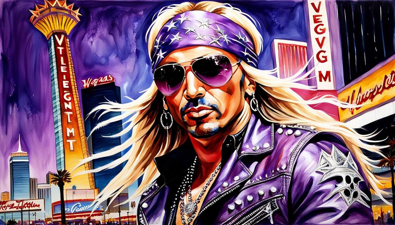 Rock Singer in Vegas: Watercolor and Acrylic Portrait