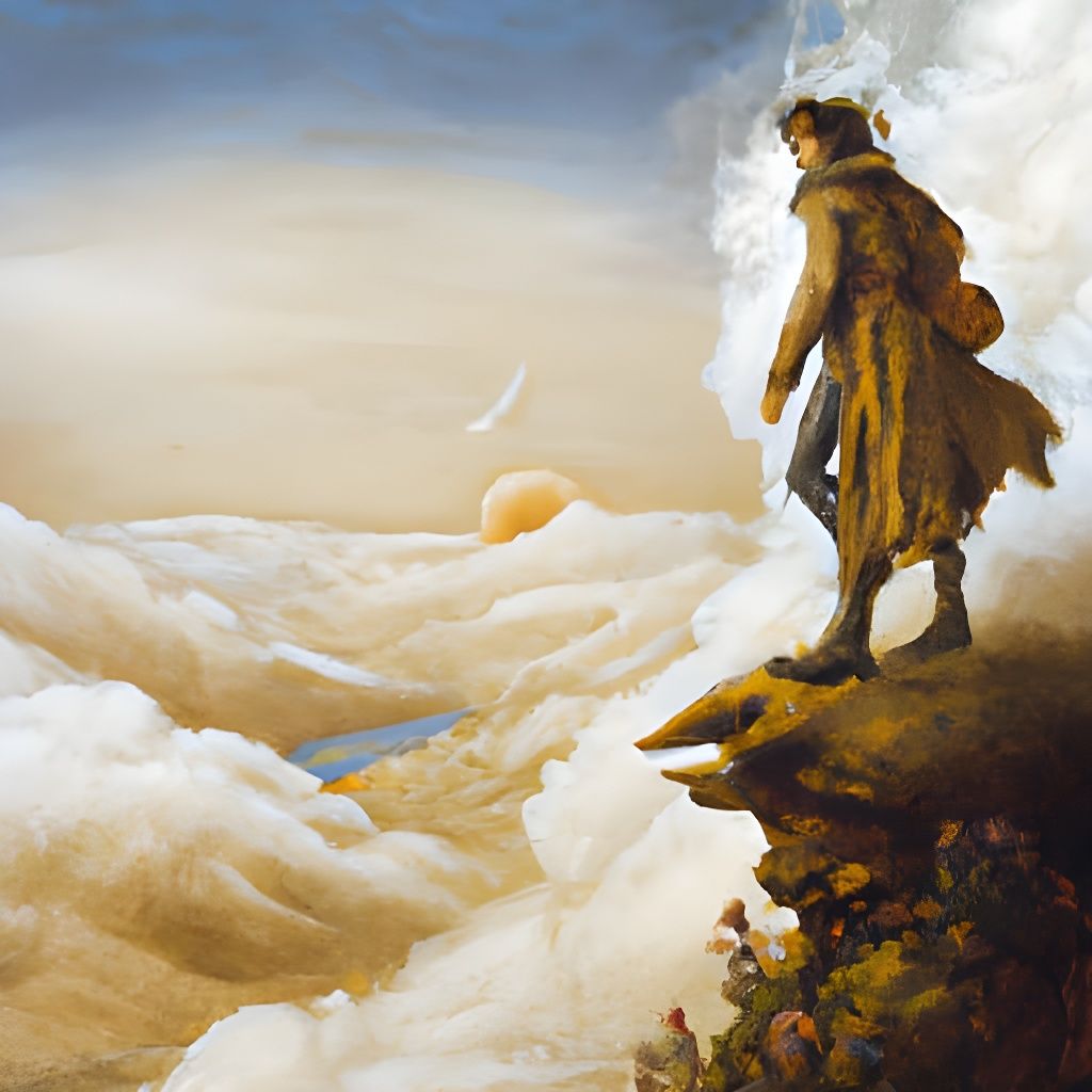 Symbolic Wanderer Above a Misty Landscape