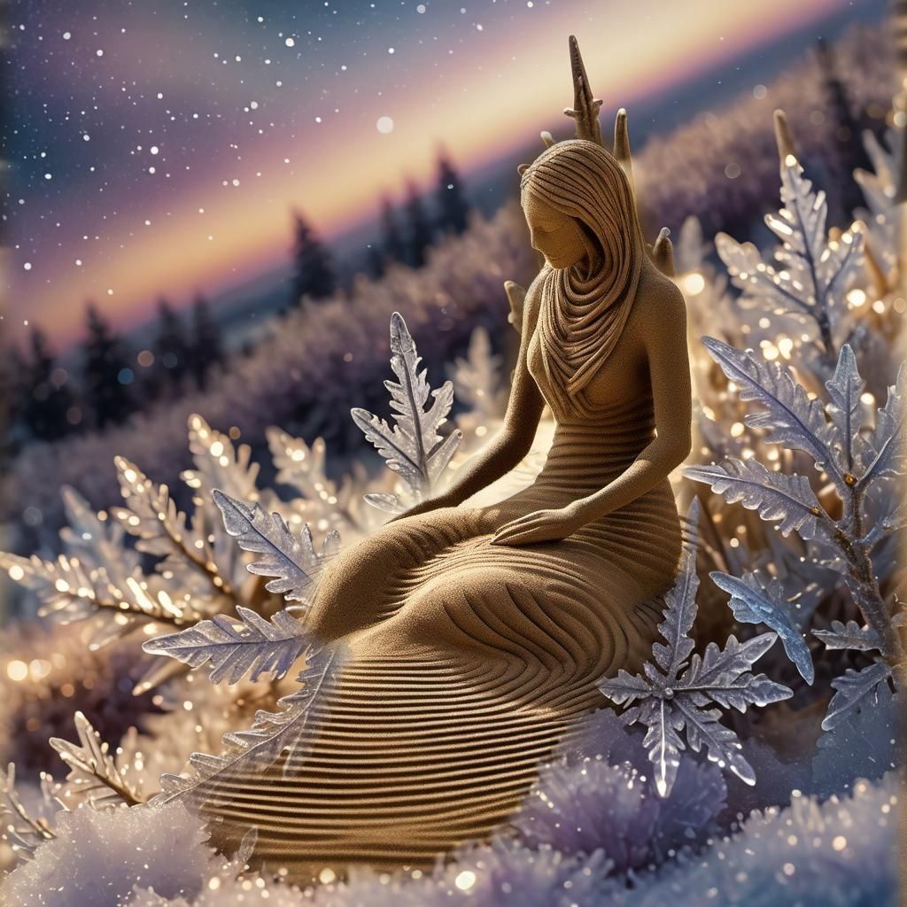 Ethereal Ice Crystals in Watercolor Style