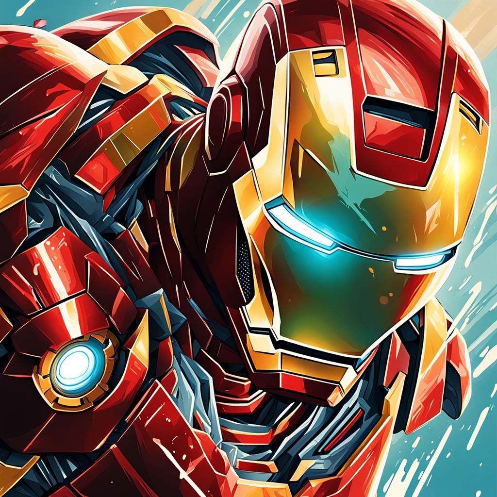Hyperrealistic Iron Man Splash Art Concept