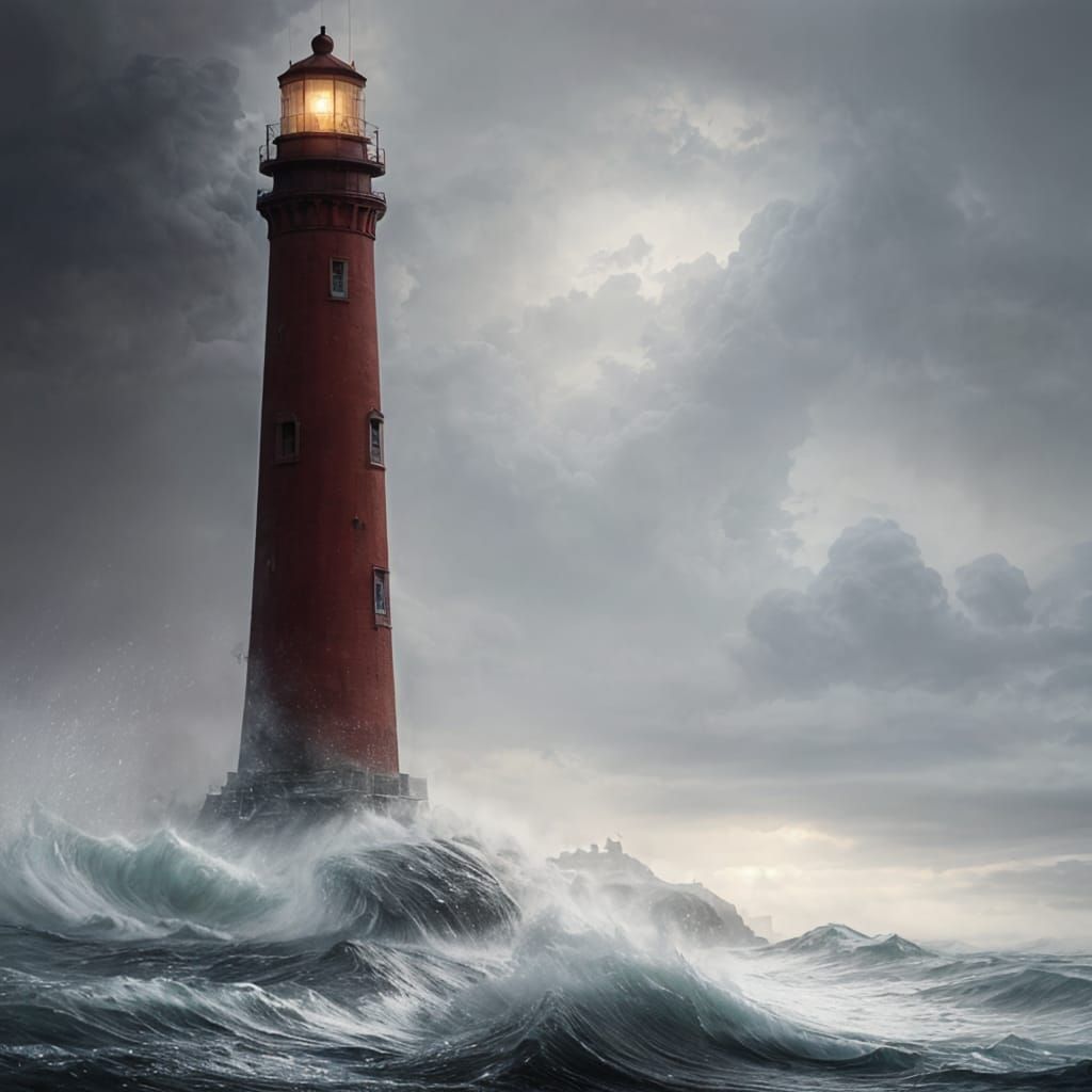 Stormy Ocean Lighthouse in Realism Style