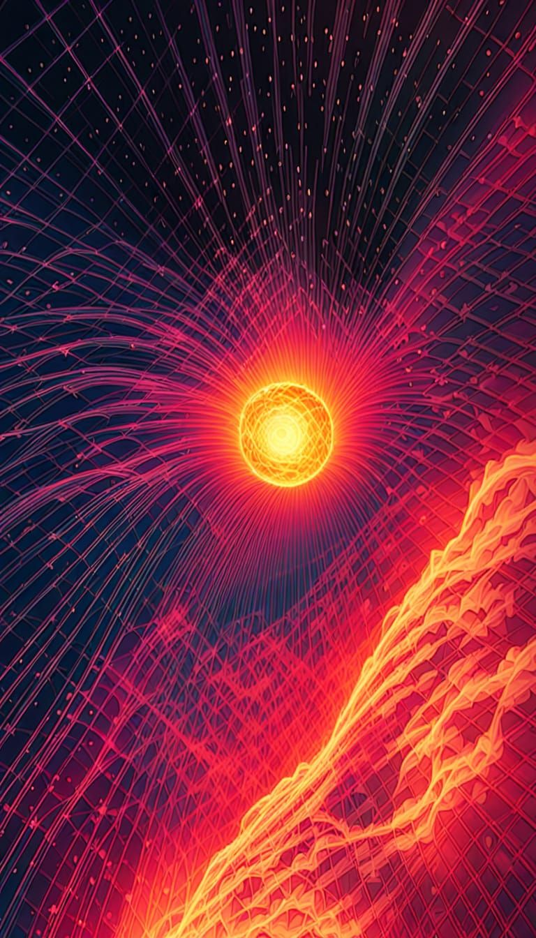 Solar Storm Interference Pattern in Digital Art