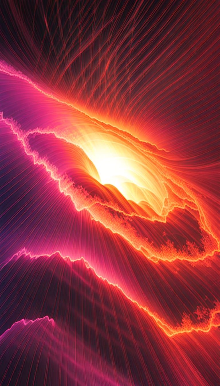 Solar Storm Interference: Digital Art in Contrasting Colors