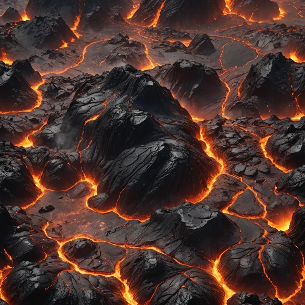 Volcanic Lava Under Black Sun: Fantasy Concept Art
