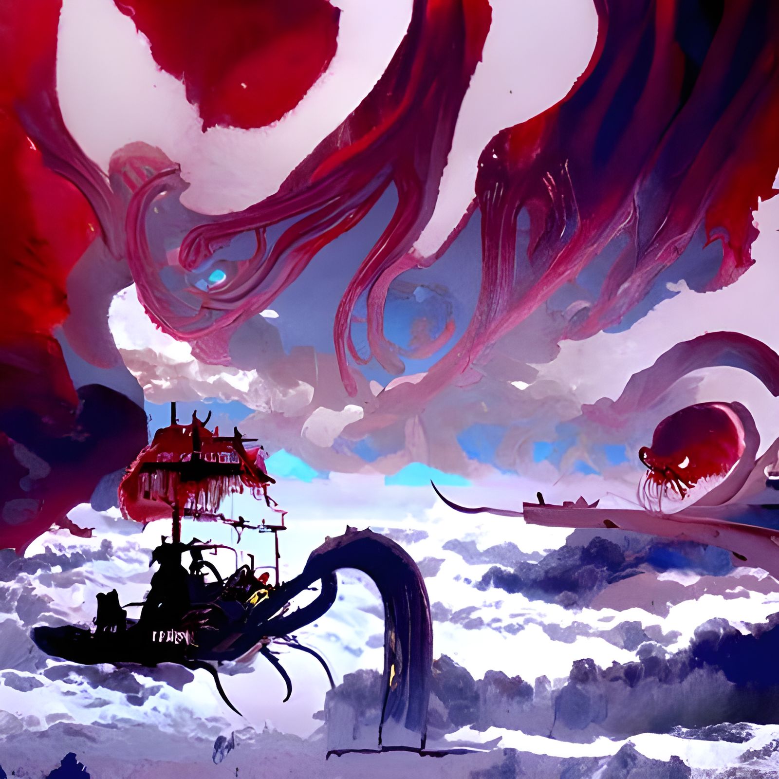 Pirate Ship vs Kraken: Anime Artstation Masterpiece