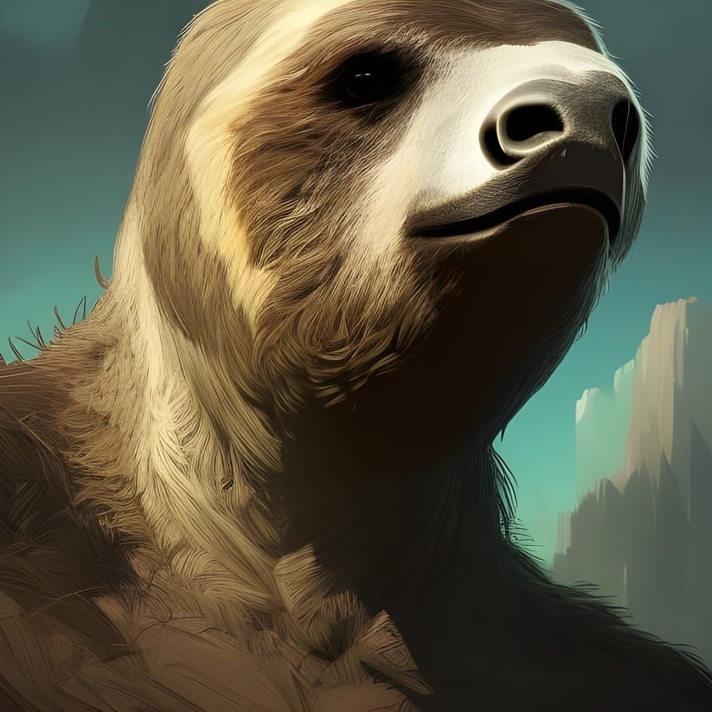 Giant Sloth Portrait in Detailed Style