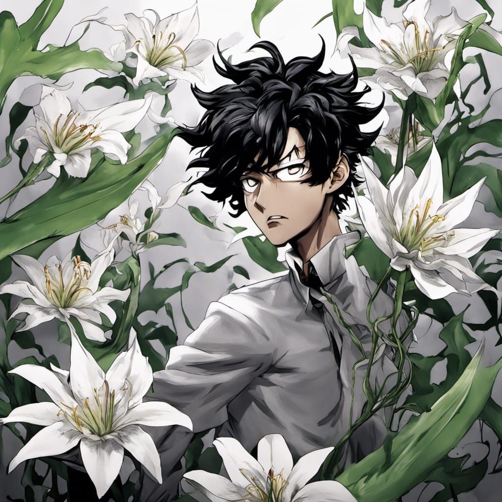 Aizawa Shōta with Spider Lilies in Anime Style