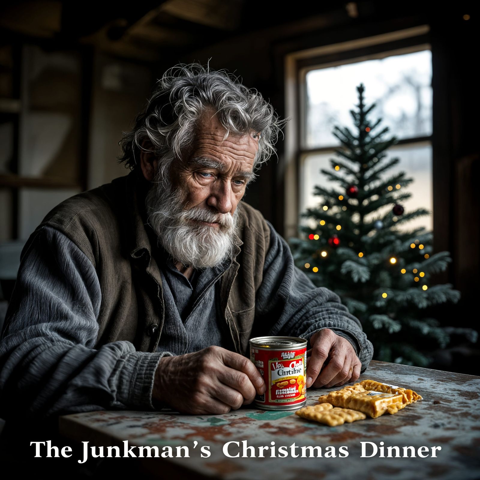 Old Man's Sad Christmas Dinner in Shack