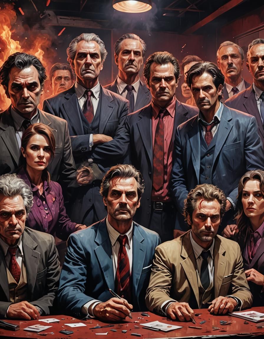 Sinister Serial Killers Convention in Hyperrealistic Concept...