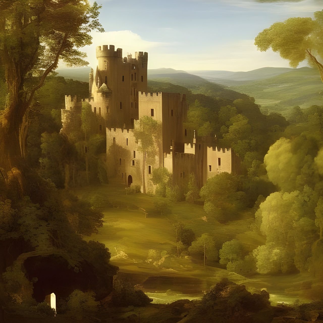 Luttrell Castle Overlooking Medieval Village