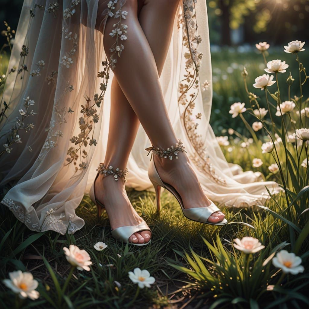 Ethereal Foot in Sheer Hose on Grass