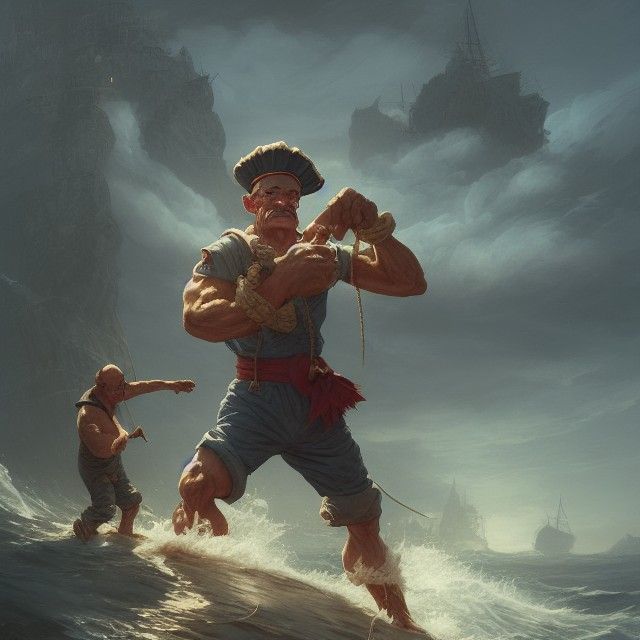 Hyperrealistic Popeye the Sailor Man Digital Illustration