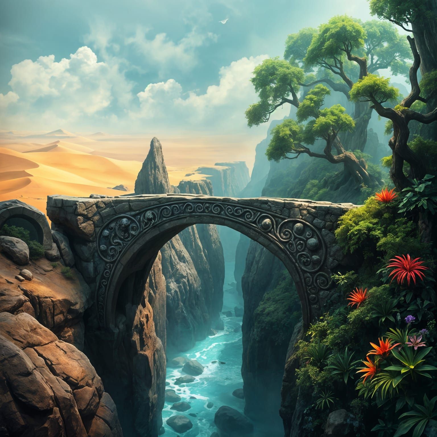 Ancient Bridge Connecting Desert and Rainforest