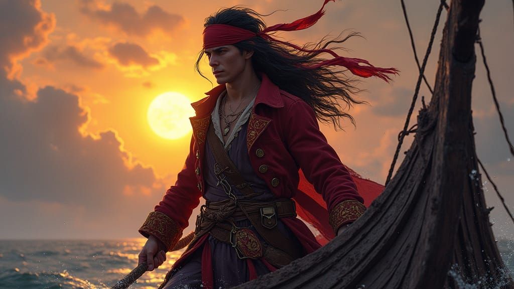 Mystical Pirate Summoning Stormy Winds