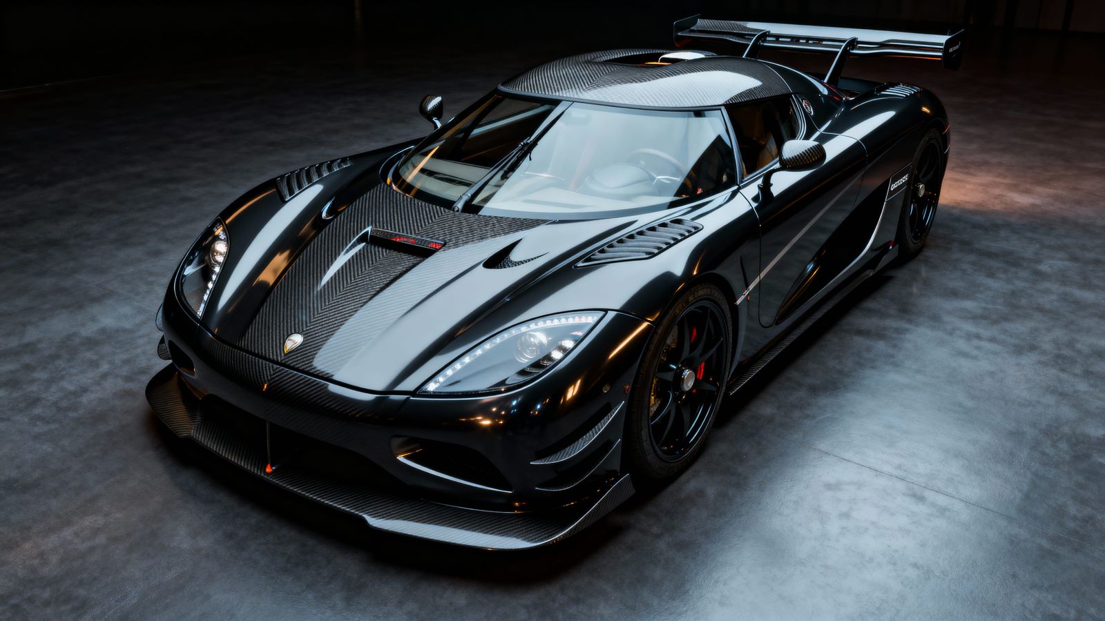 Modified Koenigsegg in Metallic Black with Carbon Fiber Acce...