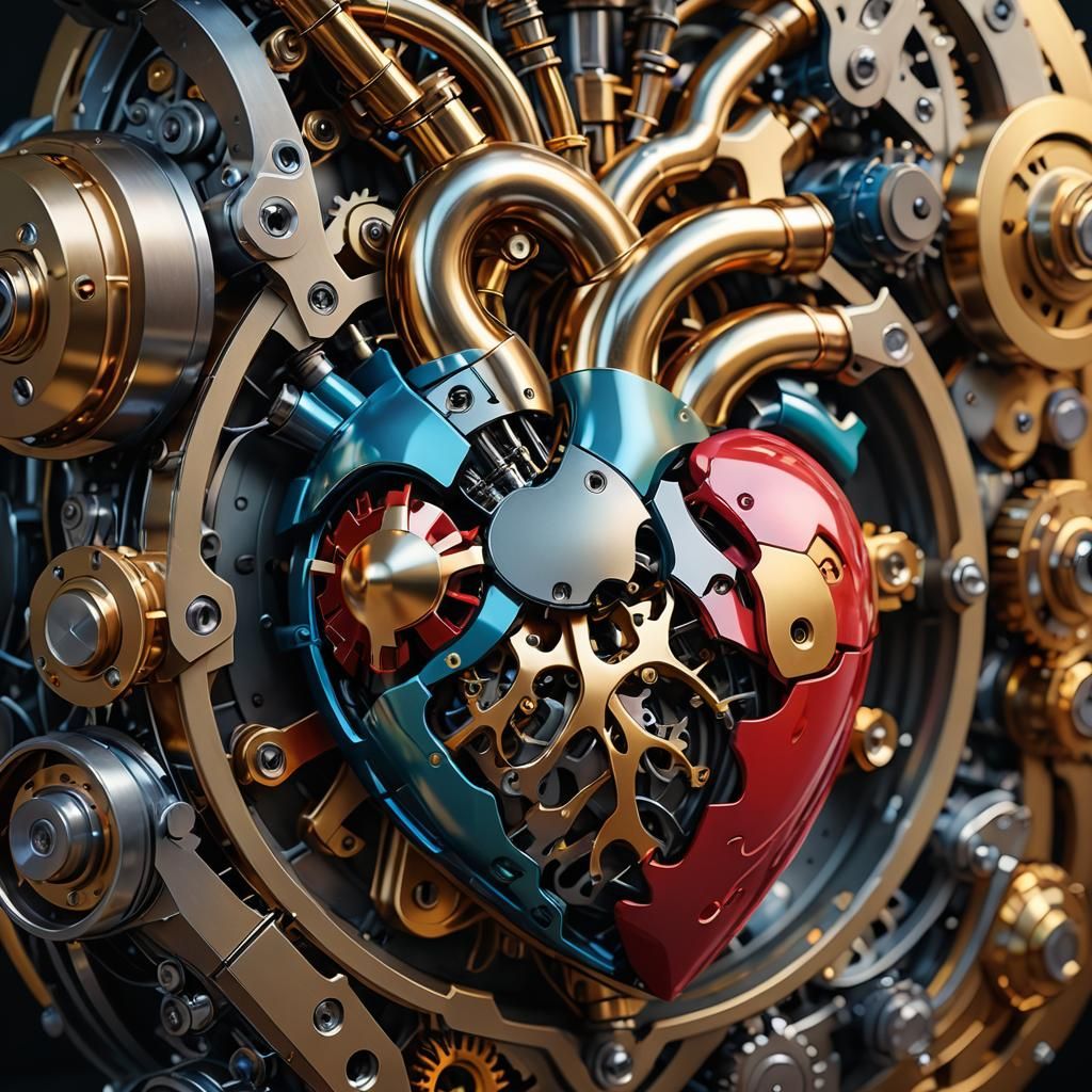 Mechanical Heart Bleeding Oil with Glowing Veins