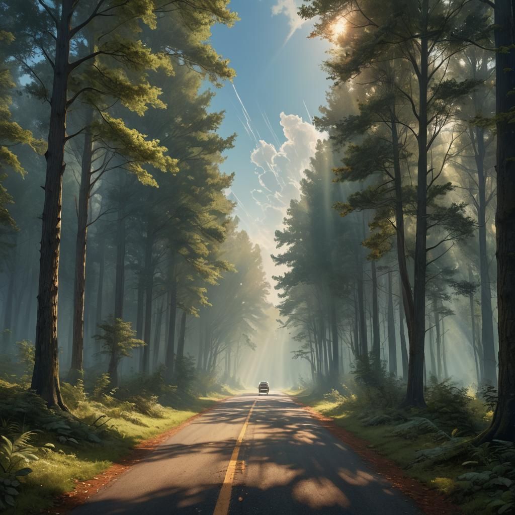 Forest Road Stone in Hyperrealistic Style