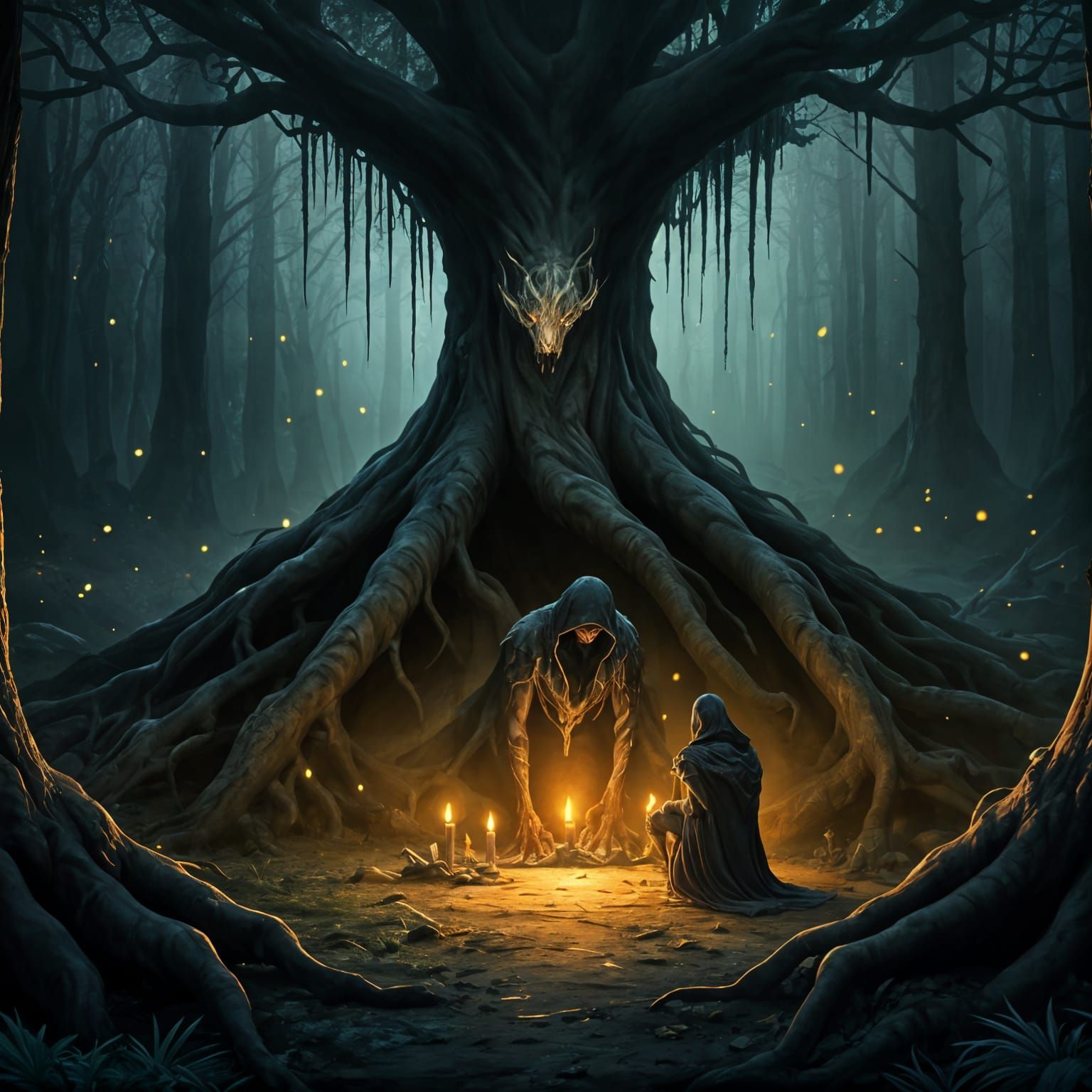 Epic Digital Painting of Ancient Oak Grove Scene with Runes ...