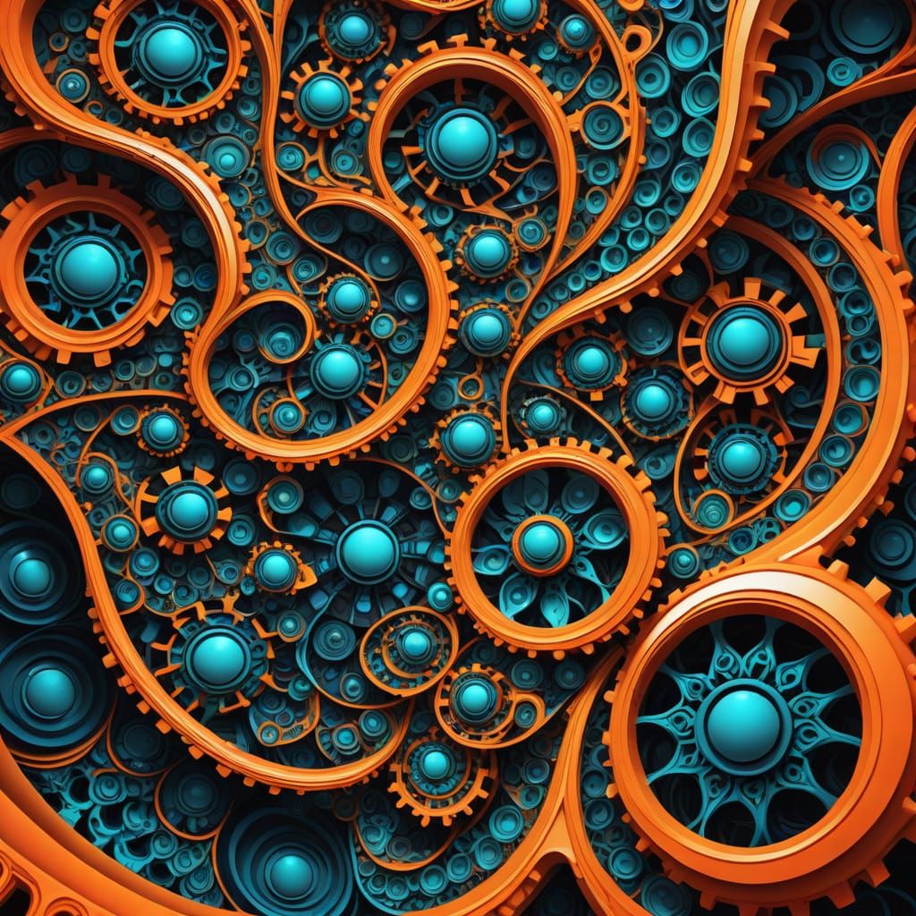 Abstract Fractal Art of a Man Stuck in Geometric Patterns