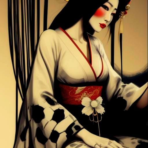 Elegant Geisha Portrait in Traditional Style