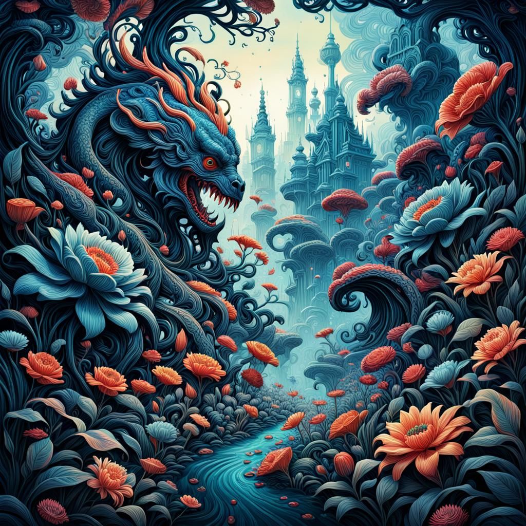 Elven City Fantasy Art in Detailed Digital Style