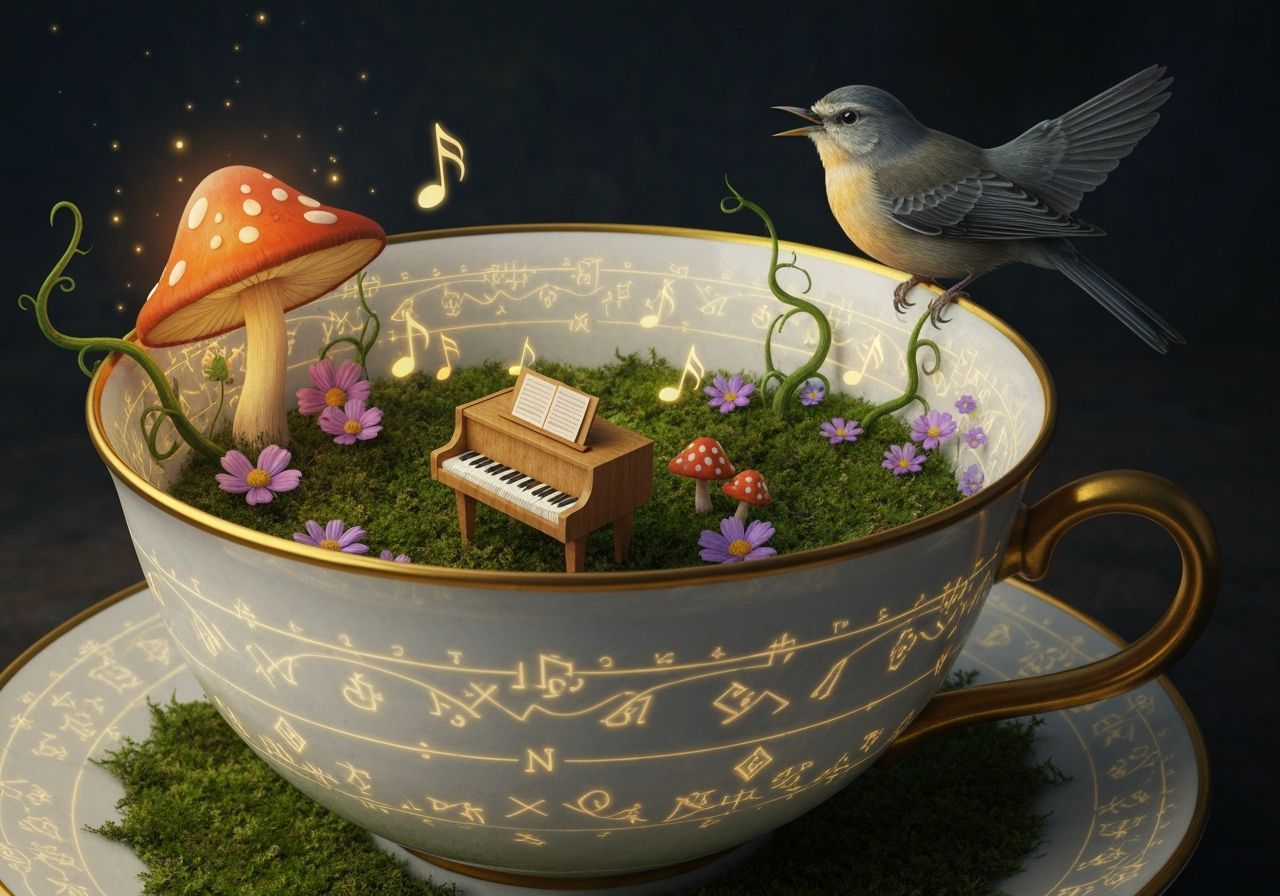 Enchanted Teacup: Miniature Forest Fantasy Art