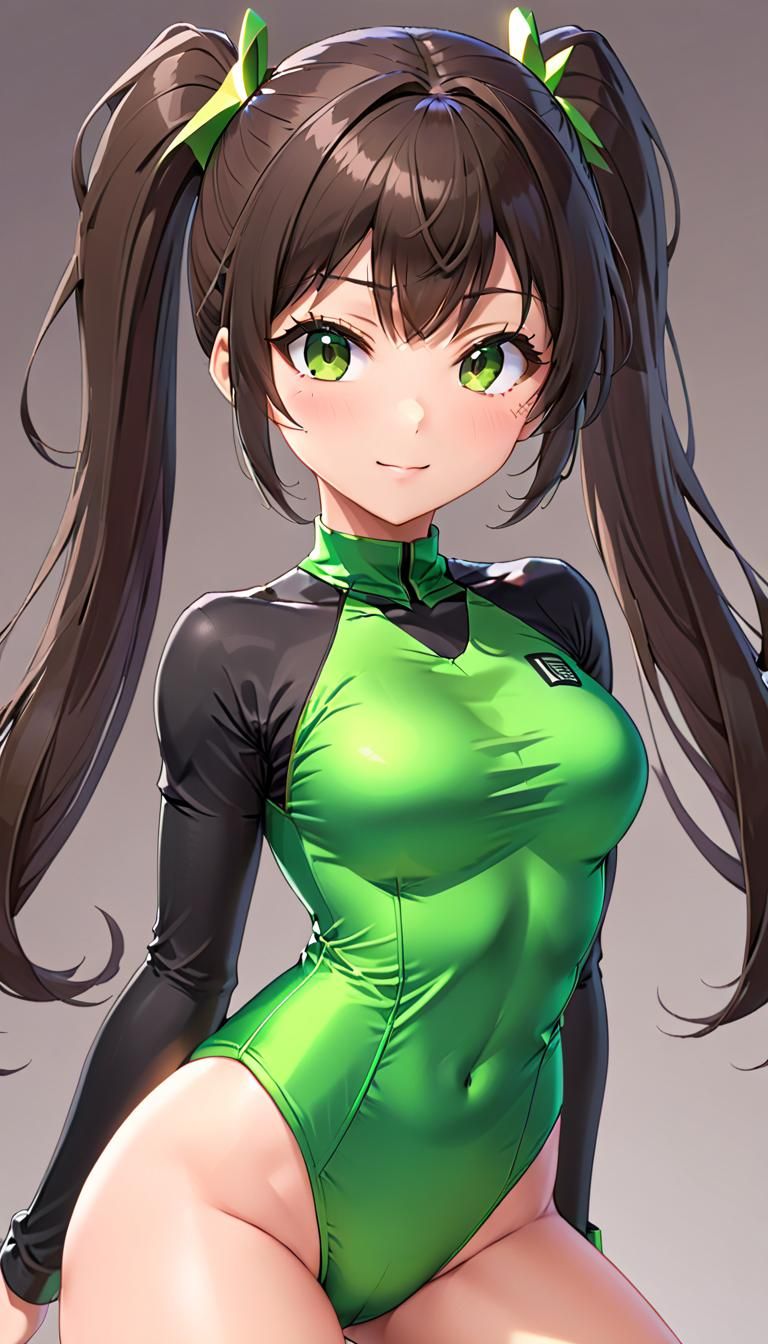 Anime Girl with Ponytail and Expressive Eyes