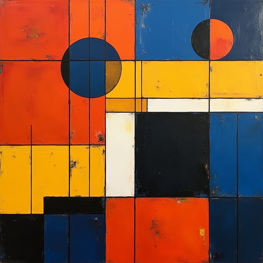 Geometric Abstract Art in Bold Primary Colors