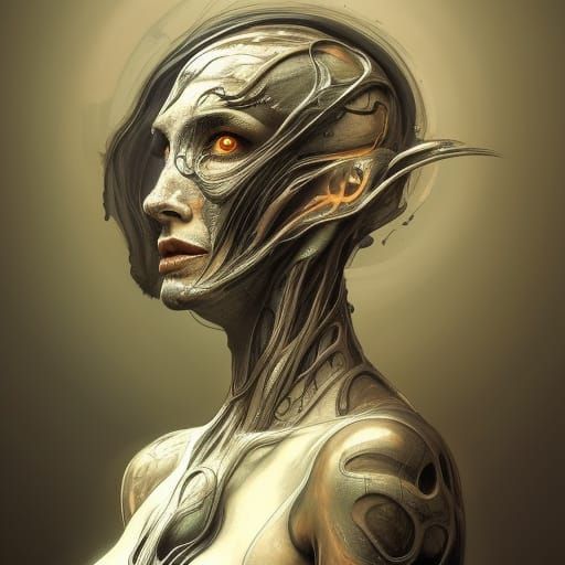 Giger Style Portrait with Dynamic Lighting